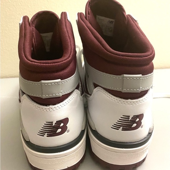 New Balance 650 White and Maroon High-Tops genuine leather sports men's shoes. - Picture 7 of 8